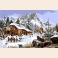 Набор для вышивания нитками GOBLENSET "Мельница в снегу" 